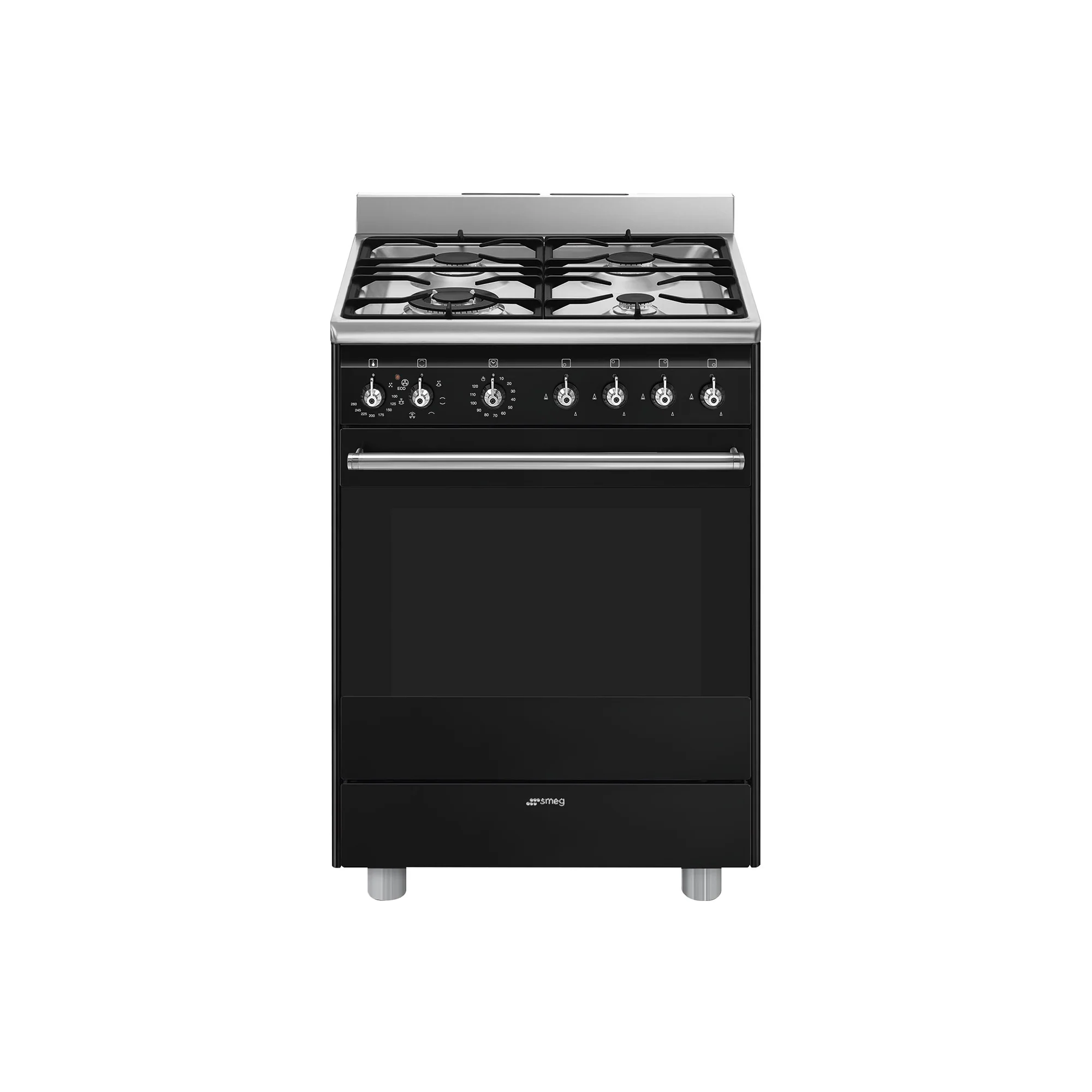 Smeg 60cmx60cm Black Cooker With Gas Hob - SSA60MBL2