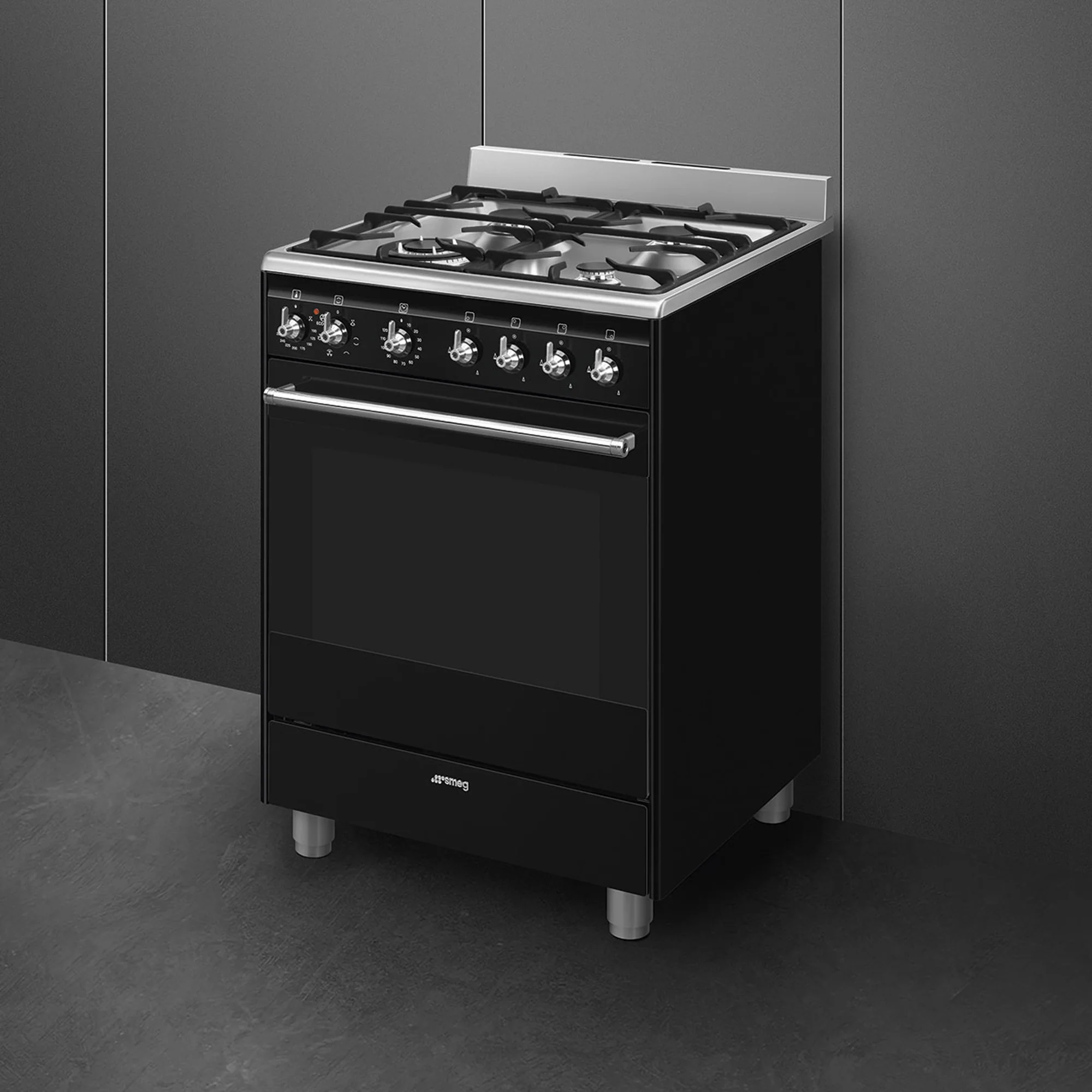 Smeg 60cmx60cm Black Cooker With Gas Hob - SSA60MBL2 - Image 2