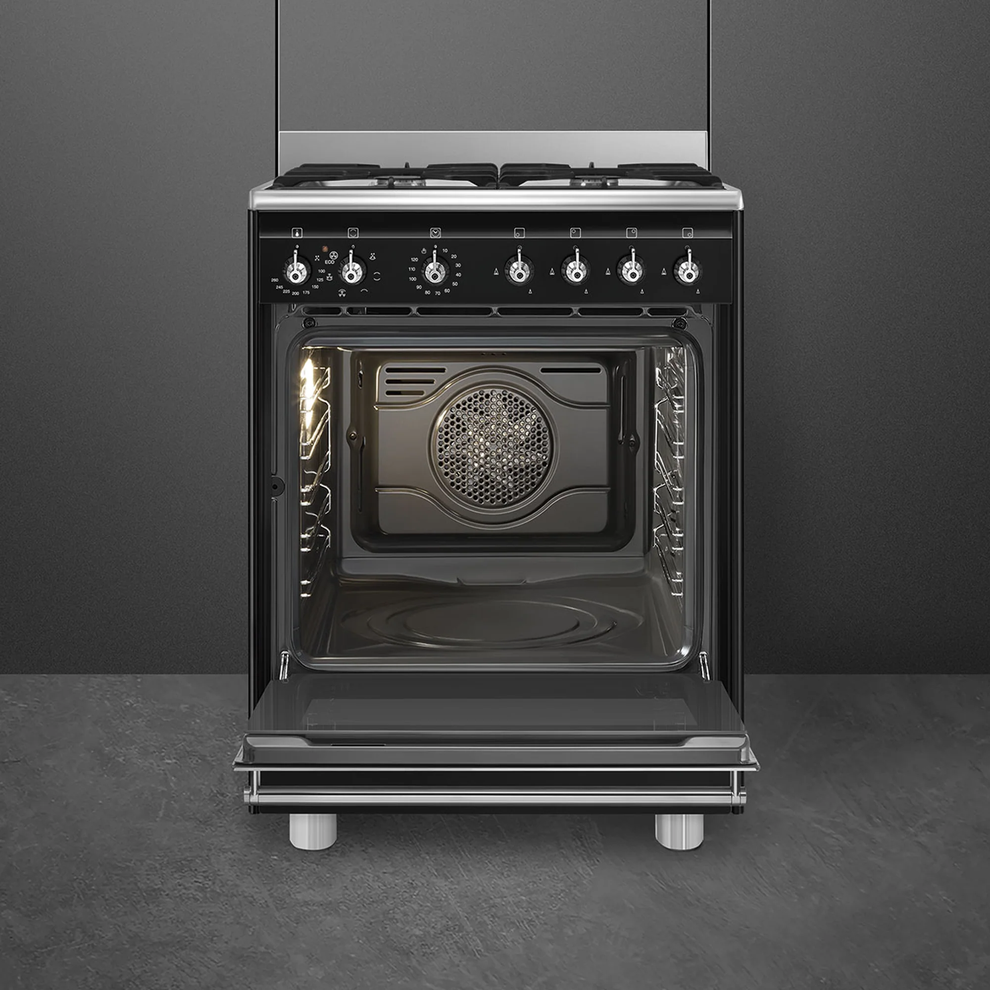 Smeg 60cmx60cm Black Cooker With Gas Hob - SSA60MBL2 - Image 4