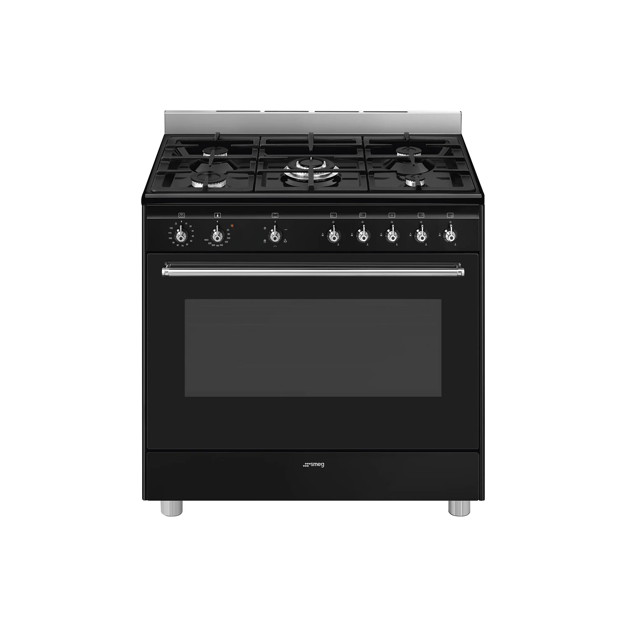 Smeg 90cm Black Cooker With Gas Hob - SSA91GGBL2
