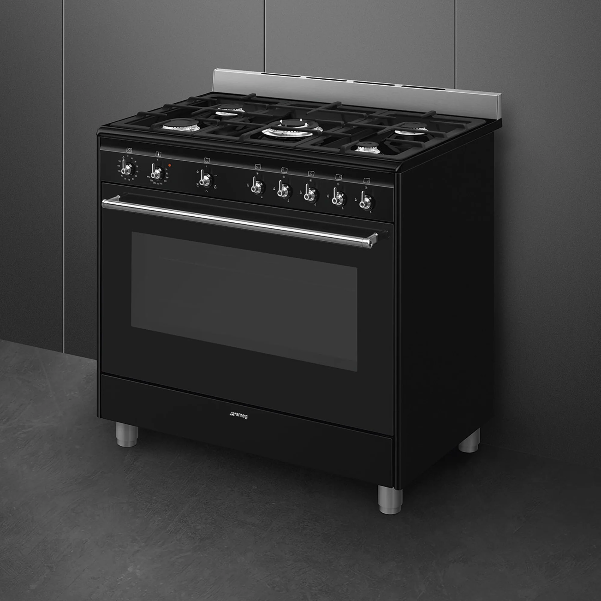 Smeg 90cm Black Cooker With Gas Hob - SSA91GGBL2 - Image 2