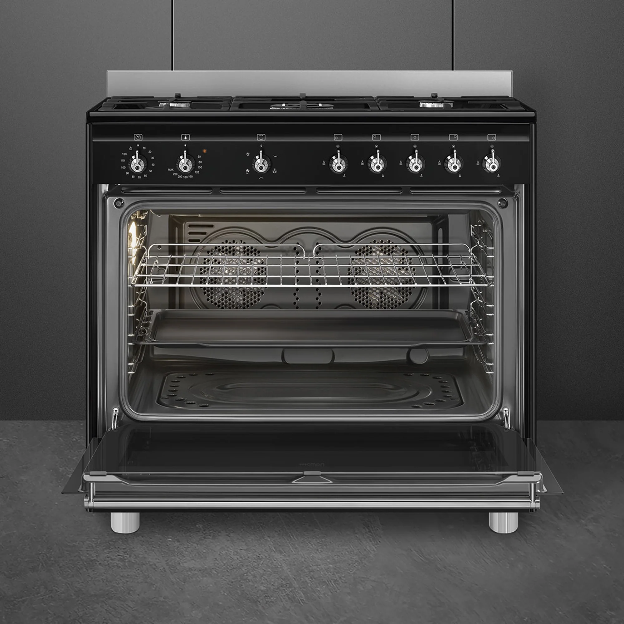 Smeg 90cm Black Cooker With Gas Hob - SSA91GGBL2 - Image 3