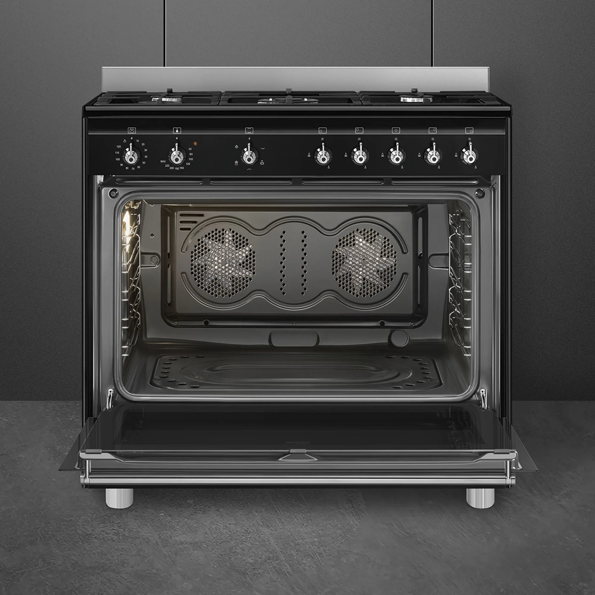 Smeg 90cm Black Cooker With Gas Hob - SSA91GGBL2 - Image 4