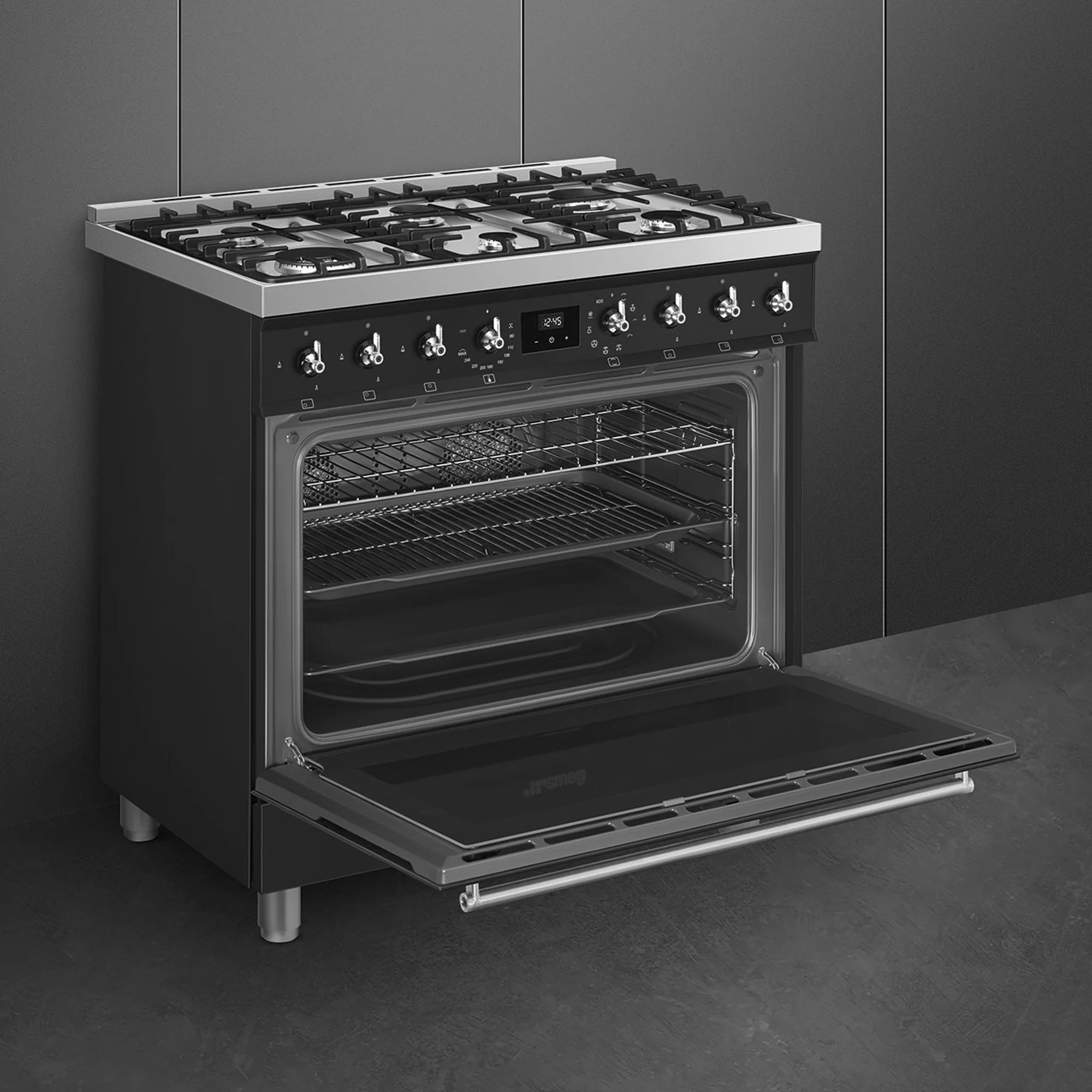 Smeg 90cm Matte Black Cooker with Gas Hob - C9MAMBSSA2 - Image 3
