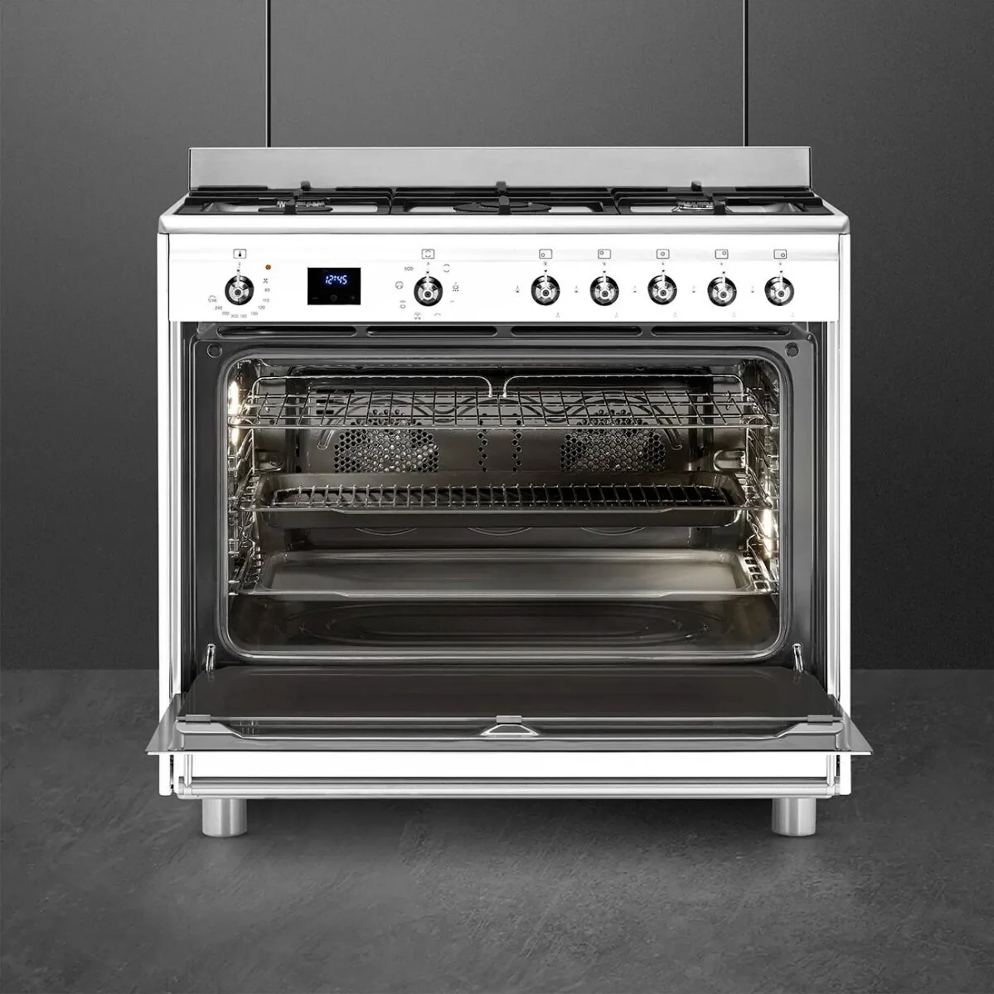 Smeg 90cm White Cooker With Gas Hob - SSA91MAWH2 - Image 3