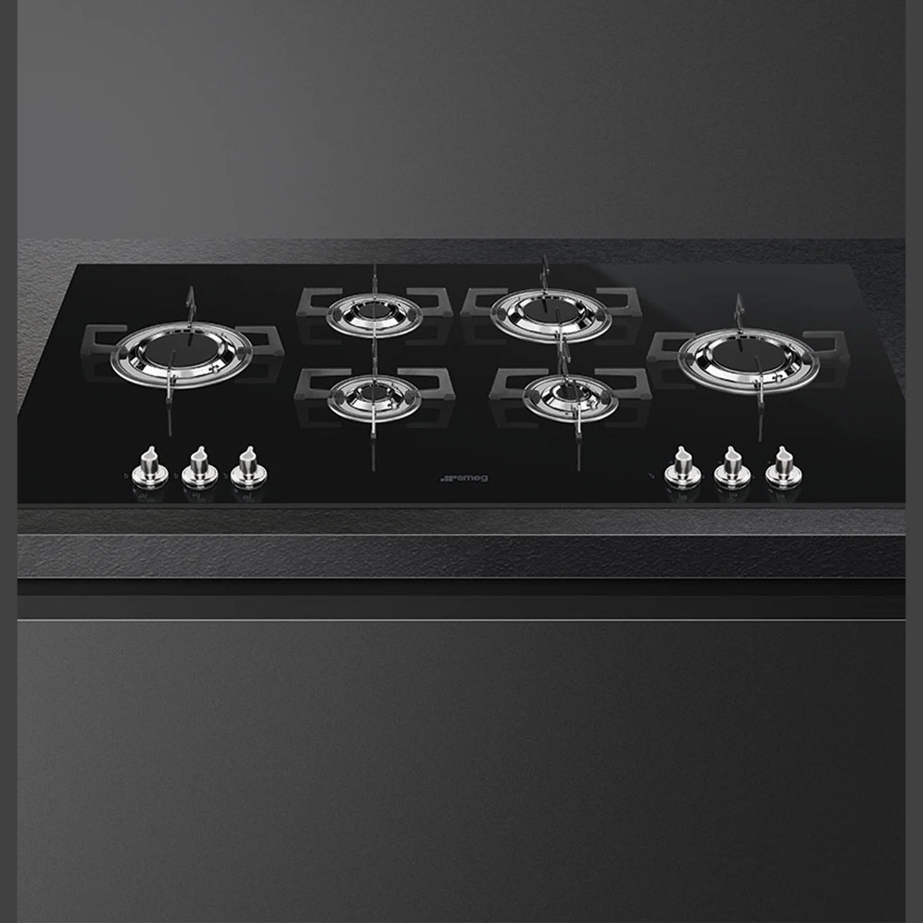 Smeg Dolce Stil Novo Laminar Flame Gas Hob - Black - Image 3