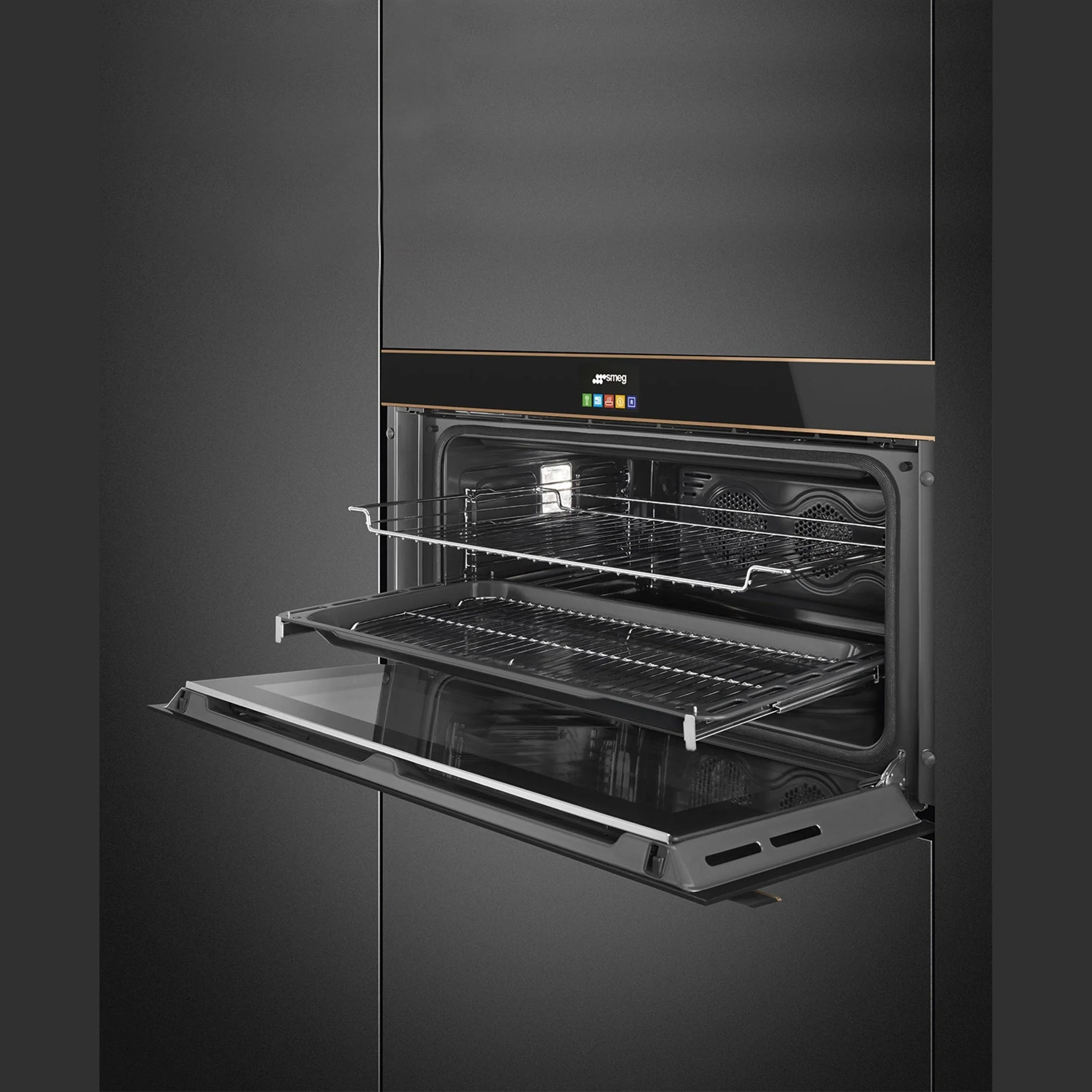Smeg Dolce Stil Novo Pyrolytic Self Cleaning Oven - Black - Image 3