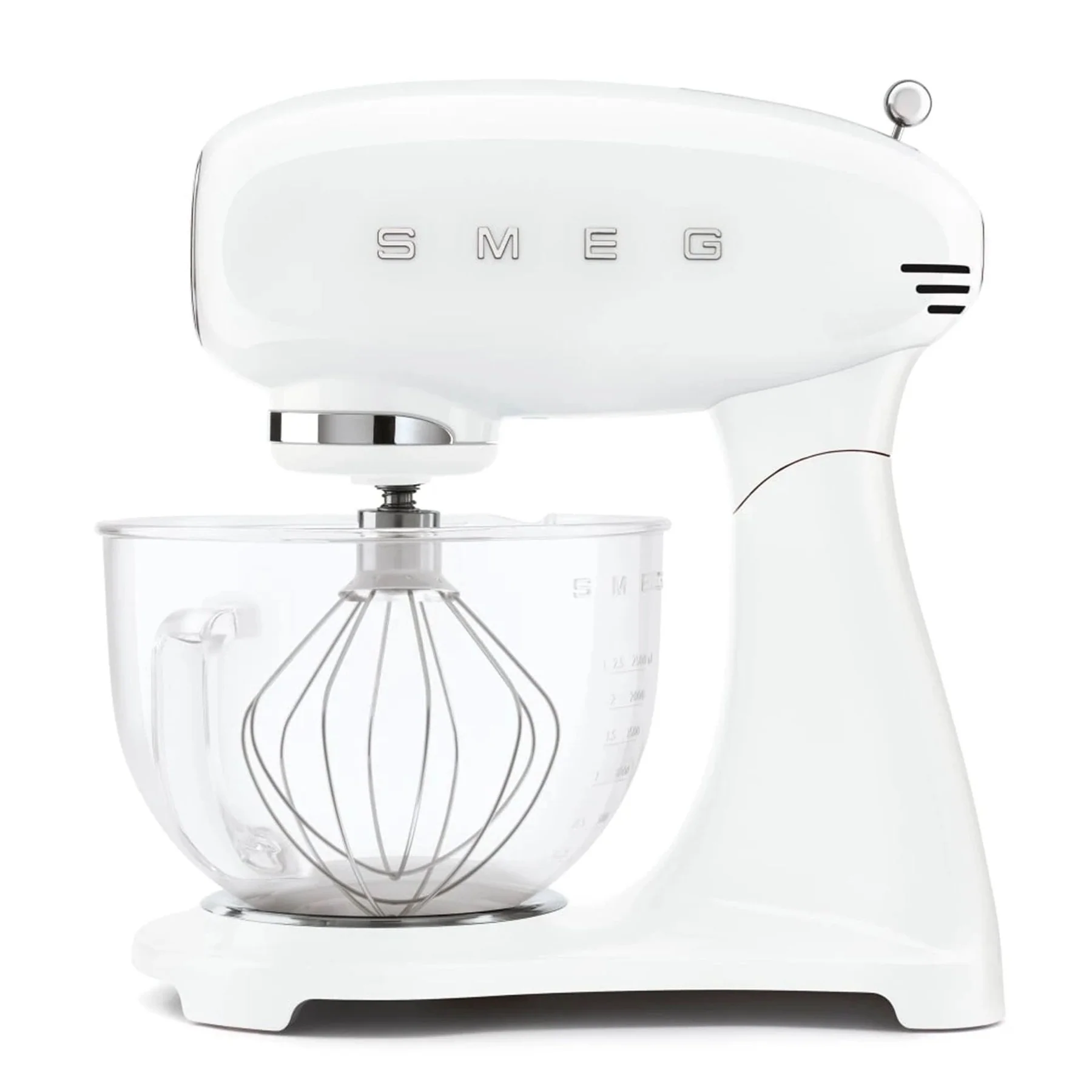 Smeg Full Colour Retro 4.8L Stand Mixer With Glass Bowl - White