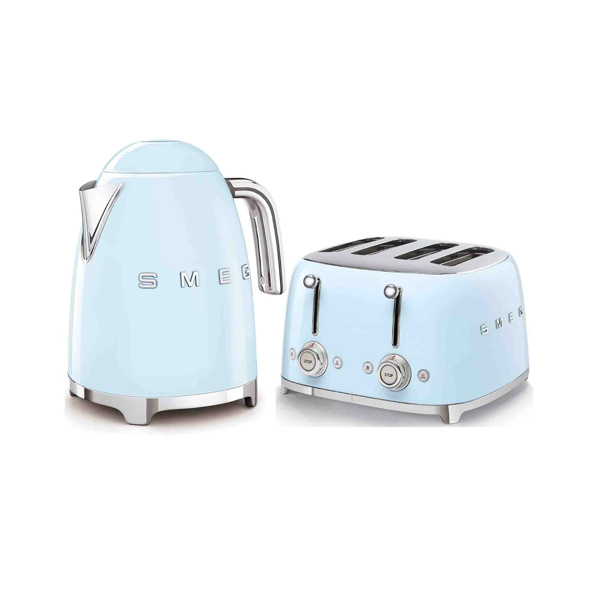 Smeg Retro 4 Slice Square Toaster & Kettle Combo - Blue