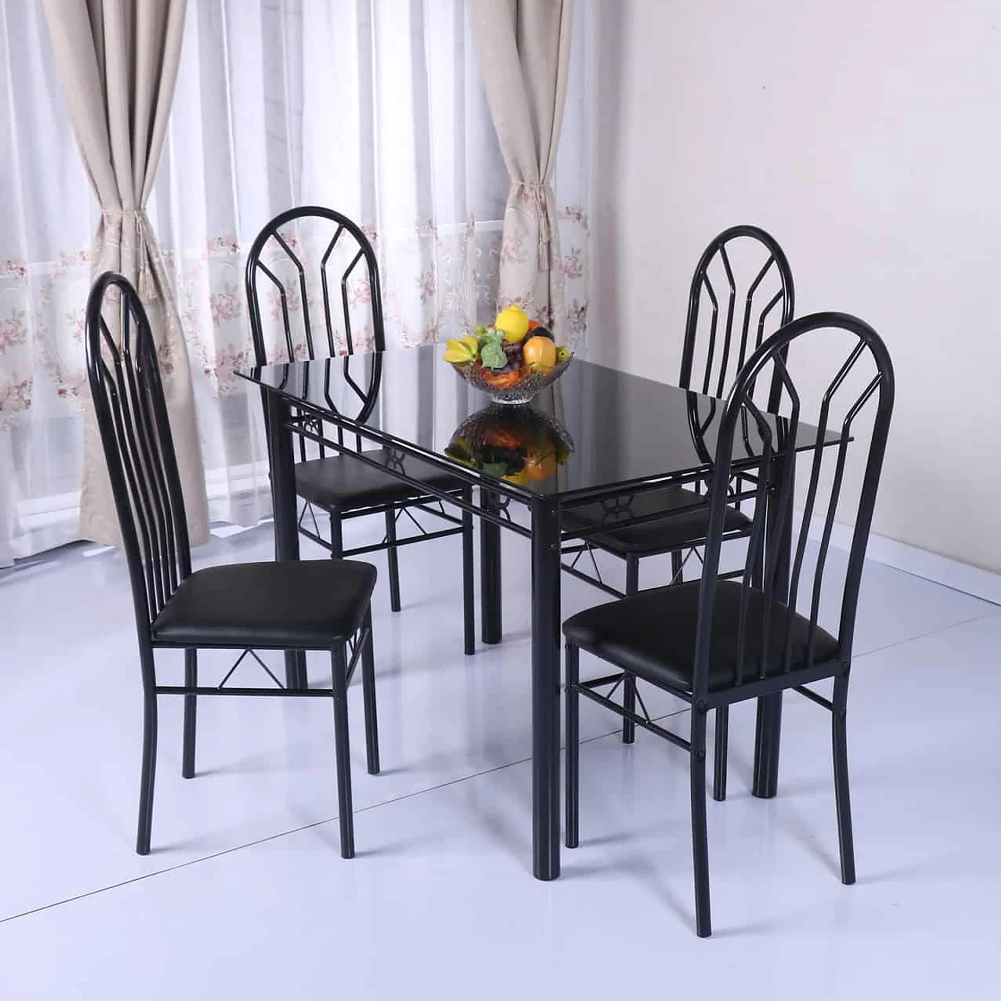 Table and Chairs 5 Piece – Black - Image 2