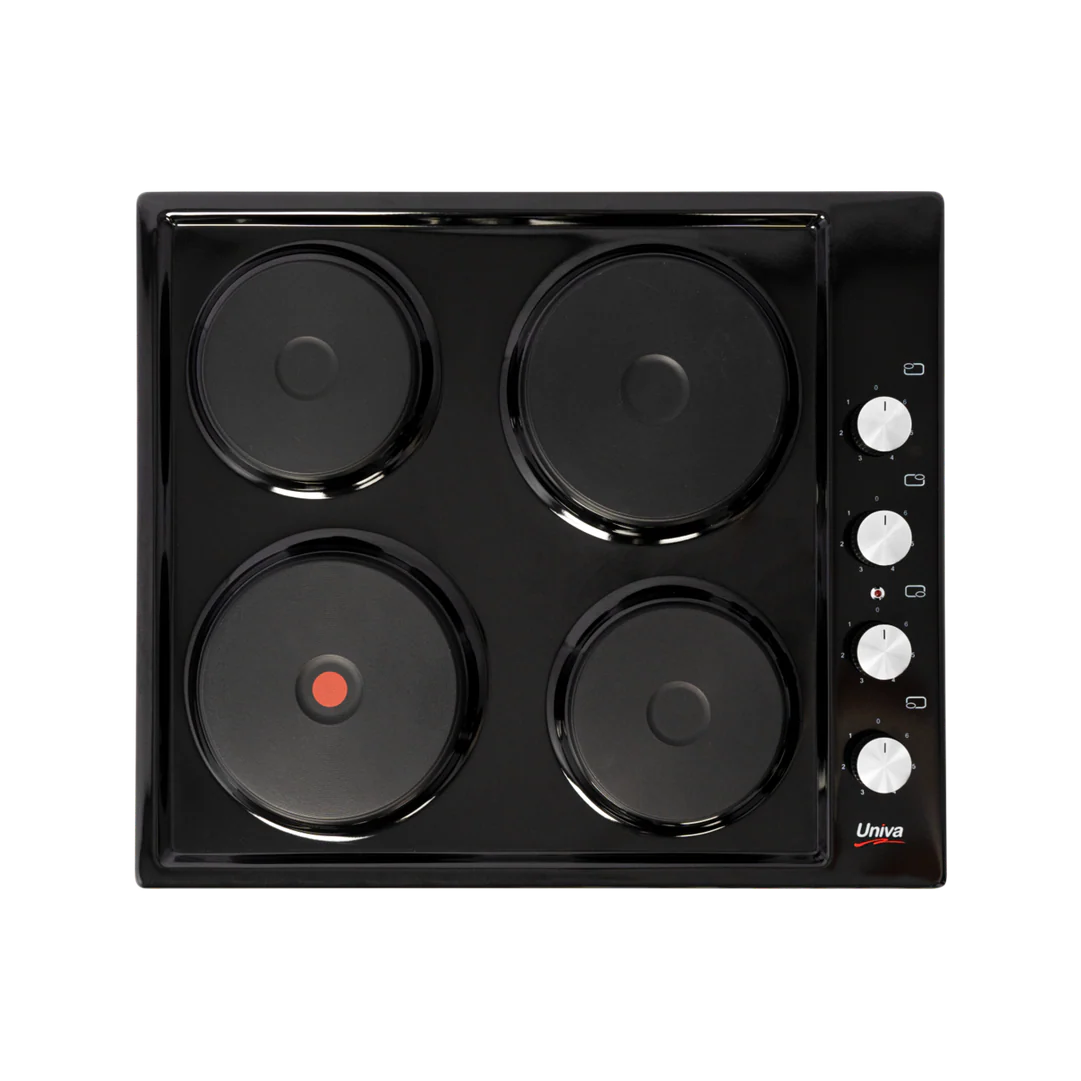 Univa 4 Plate Solid Hob Black U156B