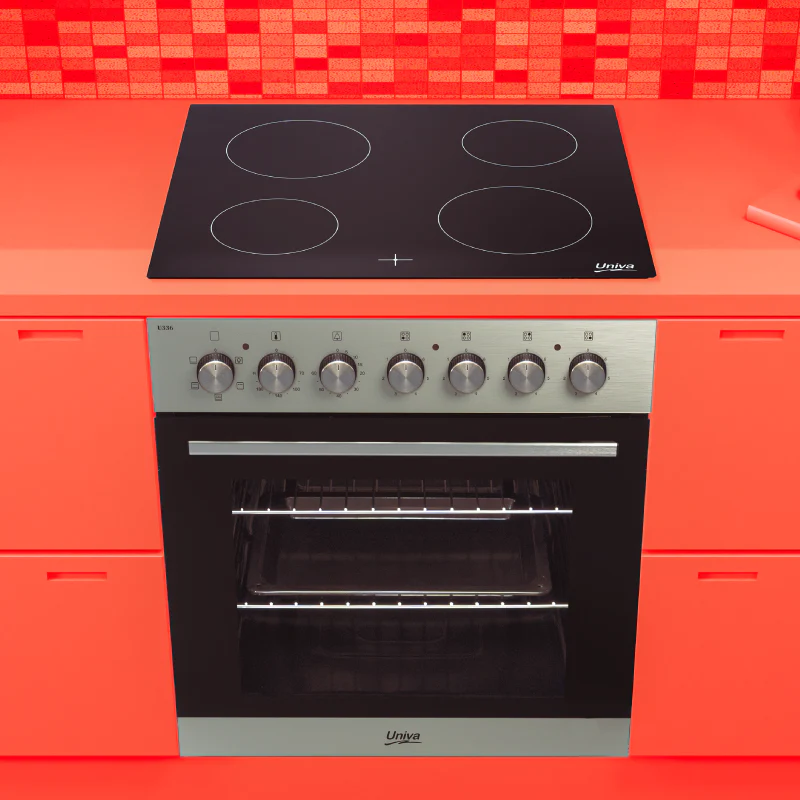 Univa ELEGANT BRUSHED METALLIC OVEN AND CERAN HOB U336CM