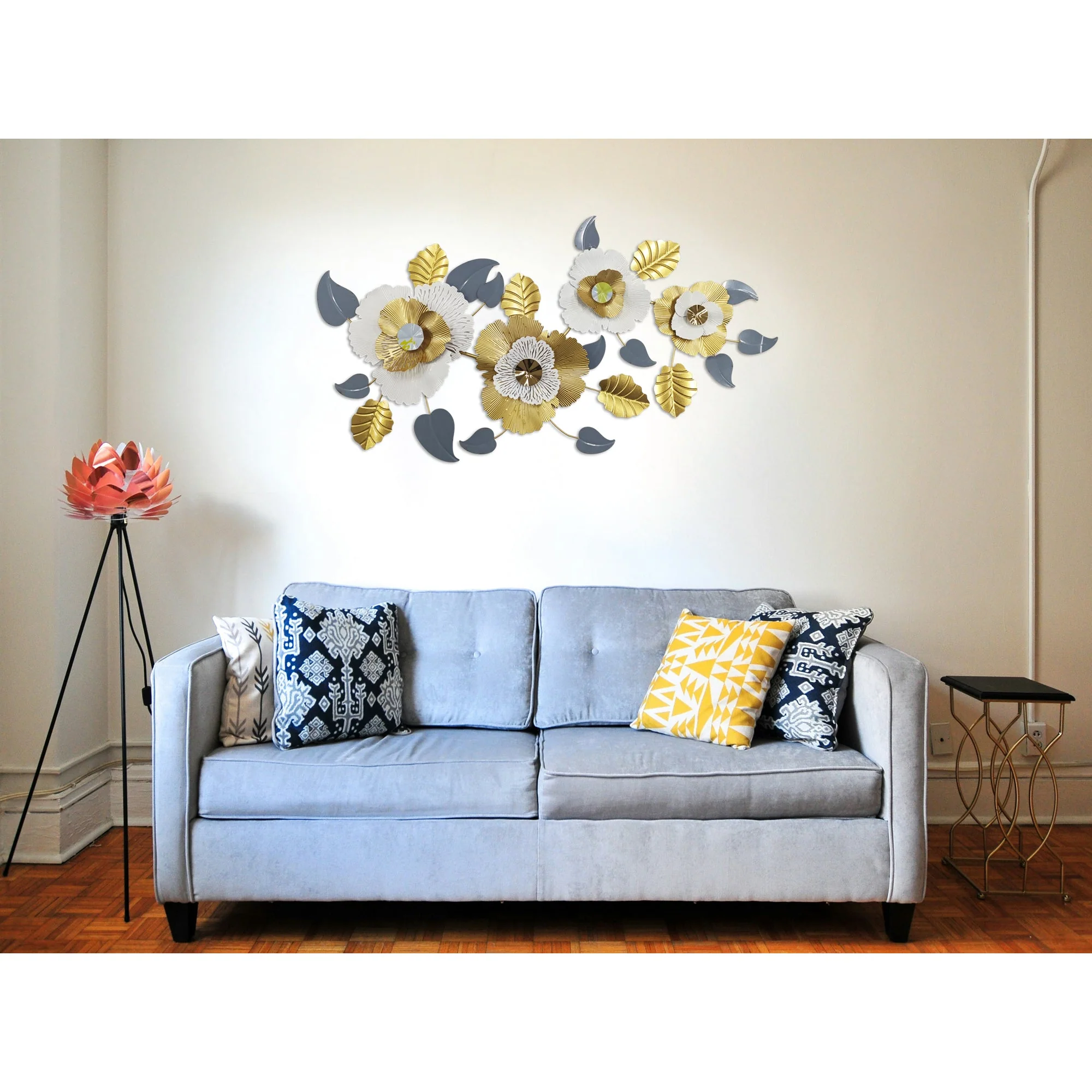Urban Decor Metal Flower Wall Decoration Gold & White - Image 4