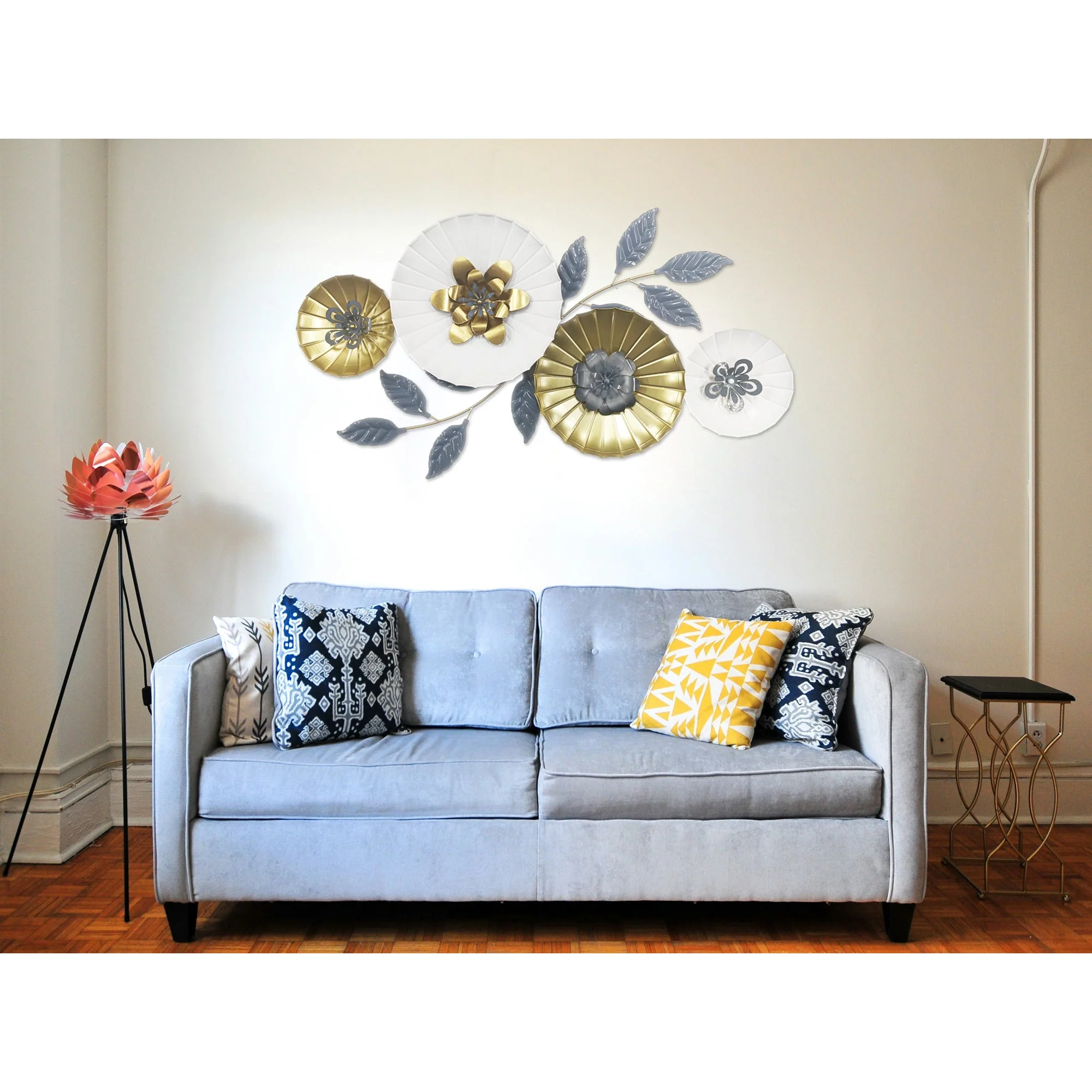 Urban Decor Metal Wall Decoration Gold & White - Image 4
