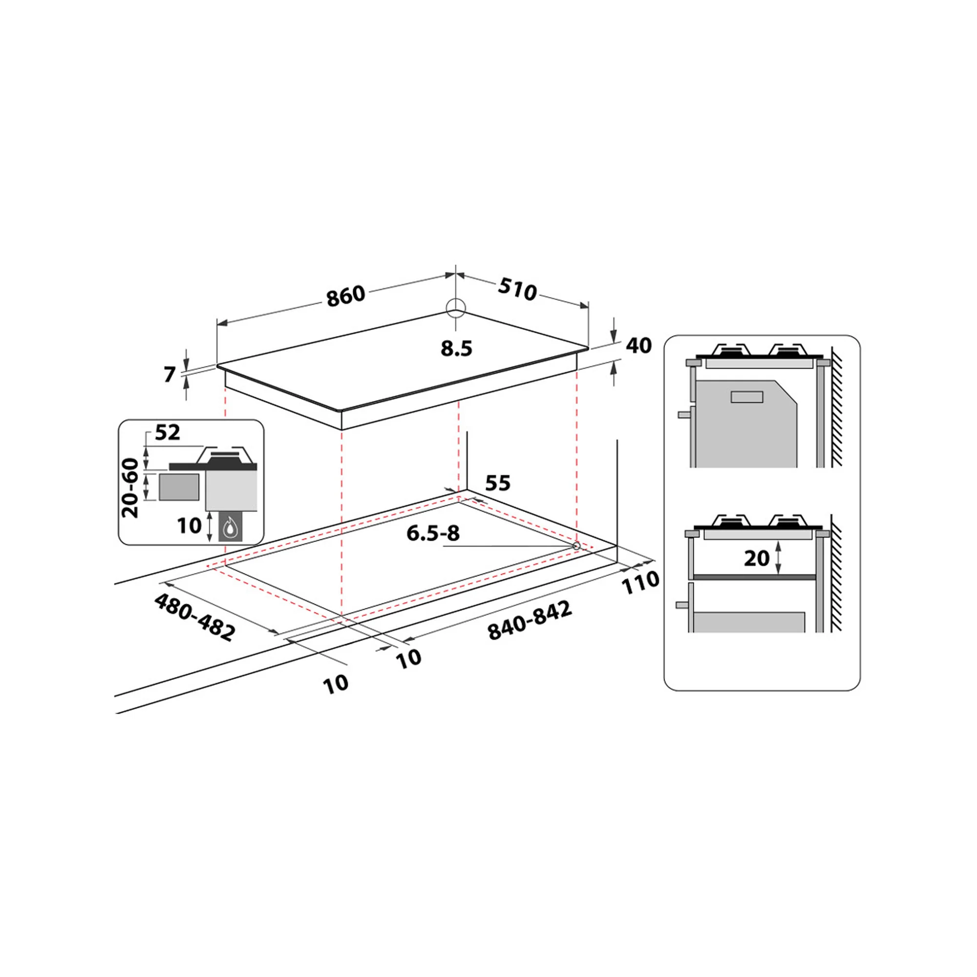 Whirlpool gas hob: 5 gas burners - GMA 9522/IX - Image 5